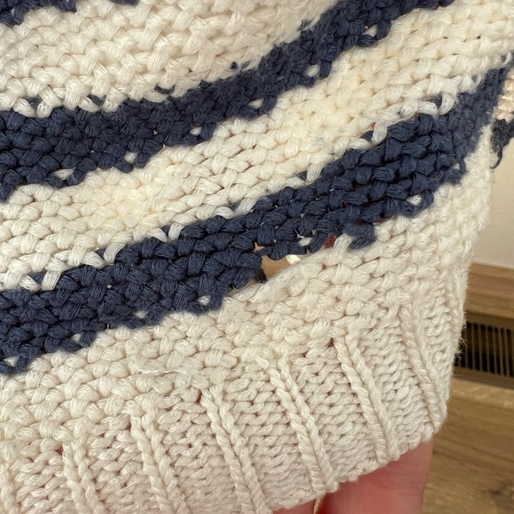 Cyrus Navy and Cream Striped Sweater- Large - Picture 5 of 6